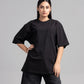 Women Boxy Fit Cotton T-Shirt - Jet Black