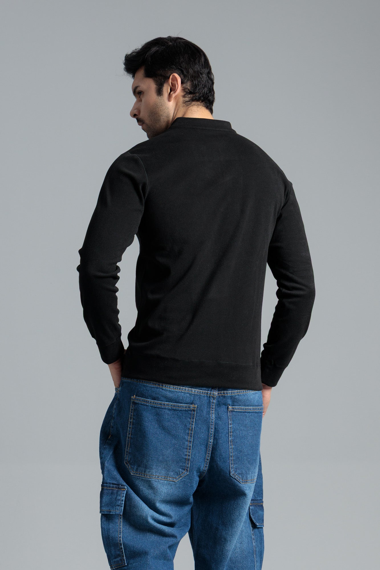 Men Sweat Shirt Fleece - Black