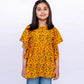 Girls Silk Printed Top – Orange