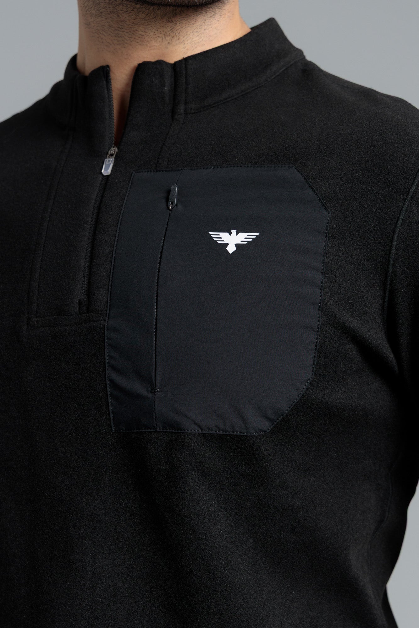 Men Sweat Shirt Fleece - Black