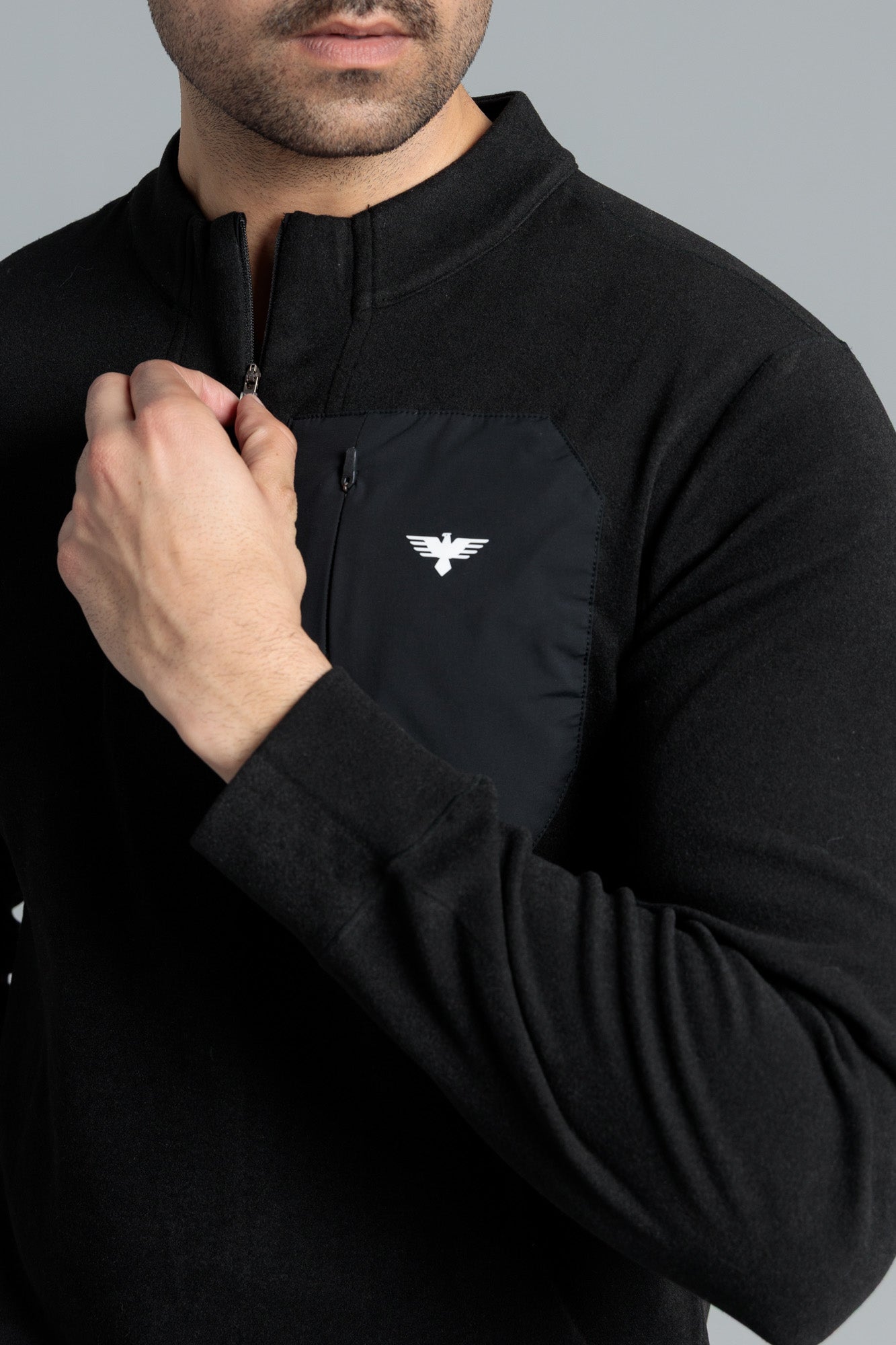 Men Sweat Shirt Fleece - Black