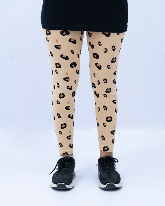 Women Printed AOP Tights – Beige