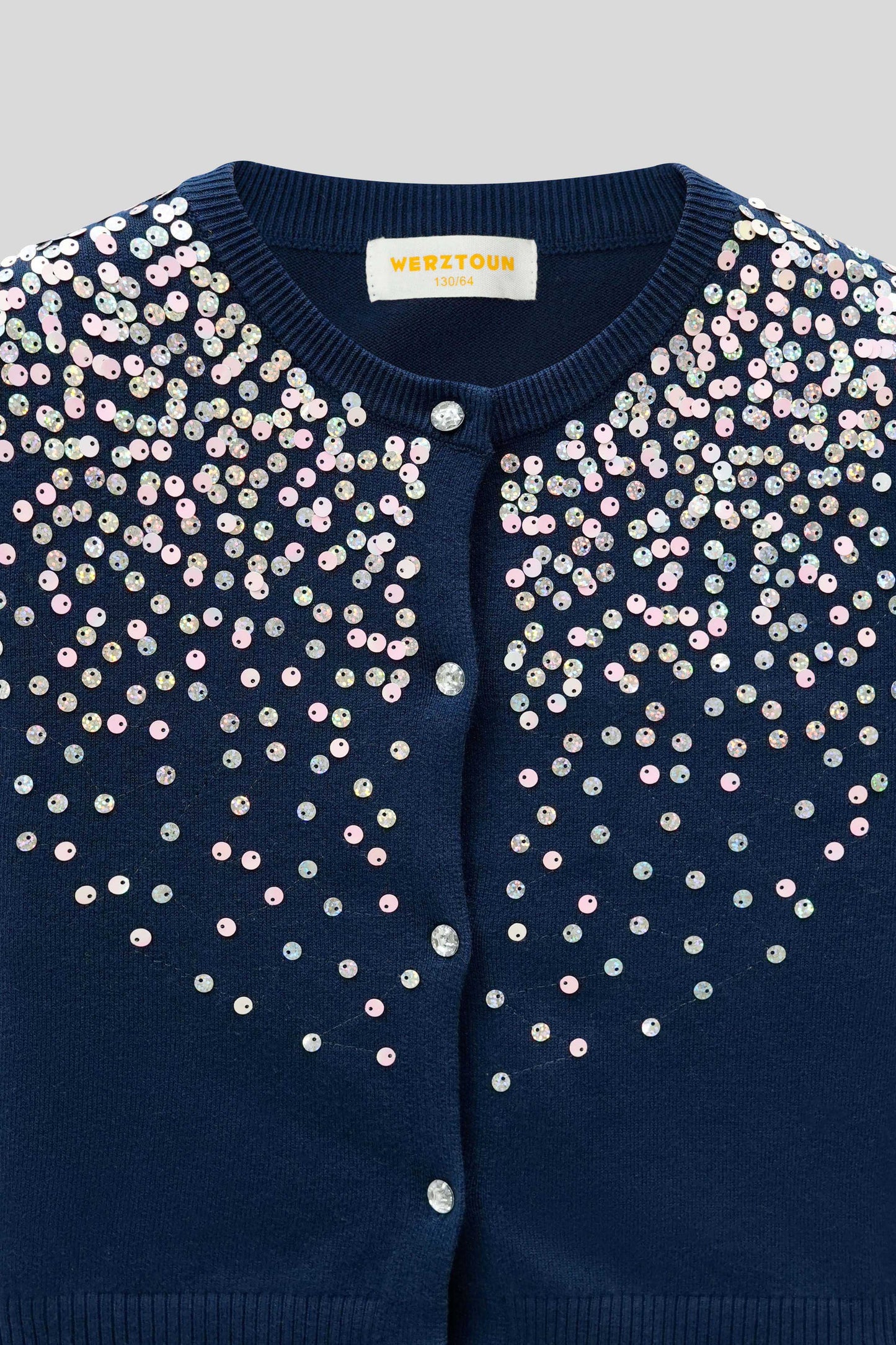 Junior Girls’ R-Neck Wool Cardigan - Navy