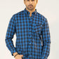 Men Casual Dress Shirt - Blue Checkered