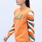 Women Sweatshirt Printed Regular Fit - Orange