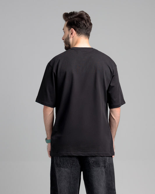 Men Boxy Fit Cotton T-Shirt - Jet Black