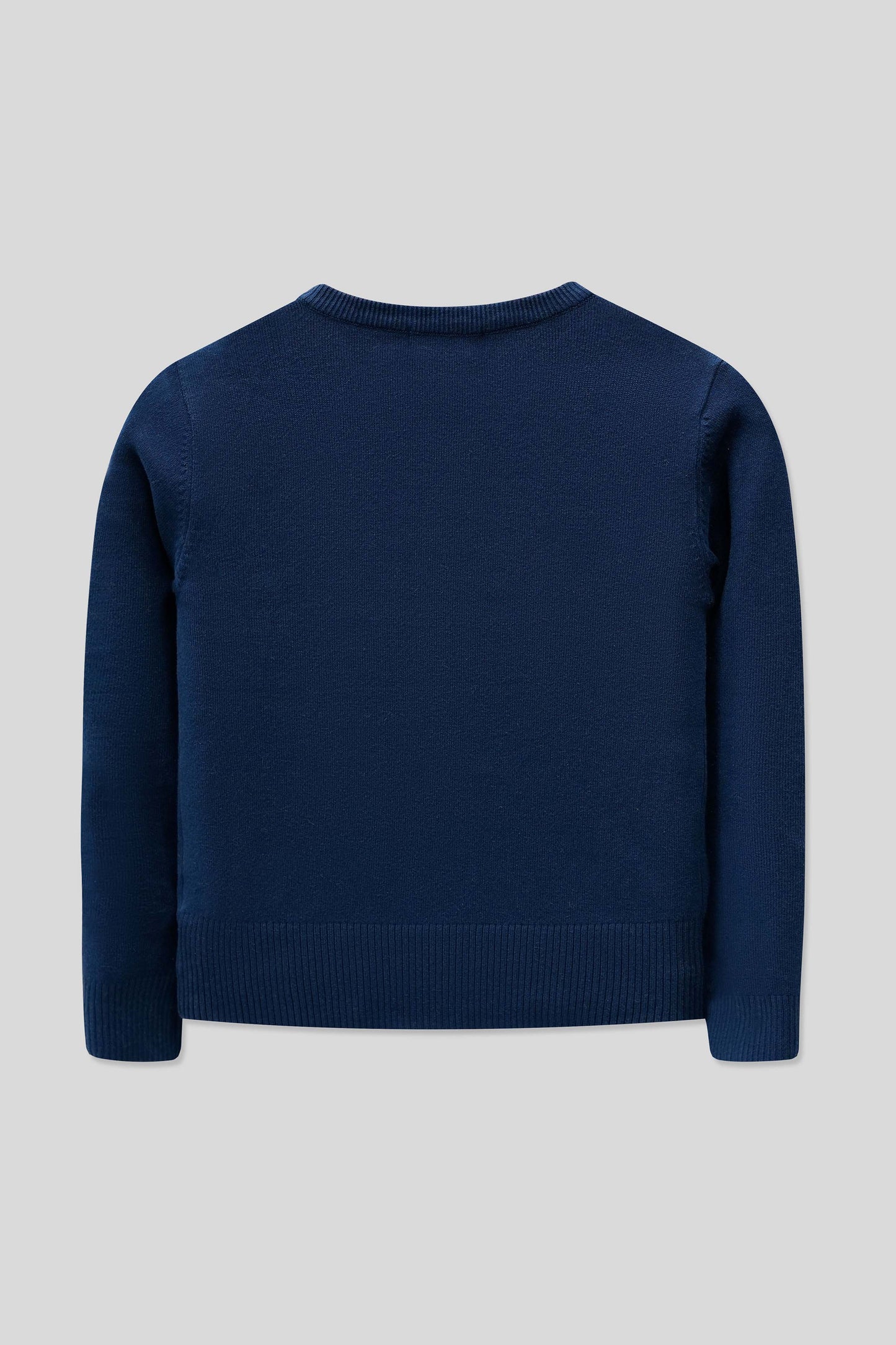 Junior Girls’ R-Neck Wool Cardigan - Navy