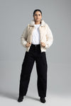 Woman Puffer Parachute Jacket - Pearl white