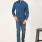 Men Casual Dress Shirt - Blue Checkered
