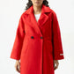 Women Long Wool Coat - Red