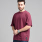Men Boxy Fit Cotton T-Shirt - Maroon