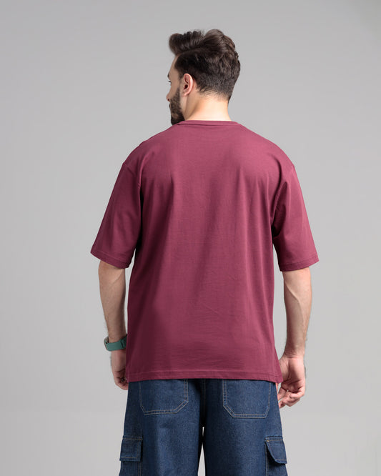 Men Boxy Fit Cotton T-Shirt - Maroon