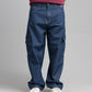 Men Skater Fit Cargo Denim Jeans - Indigo