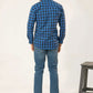 Men Casual Dress Shirt - Blue Checkered