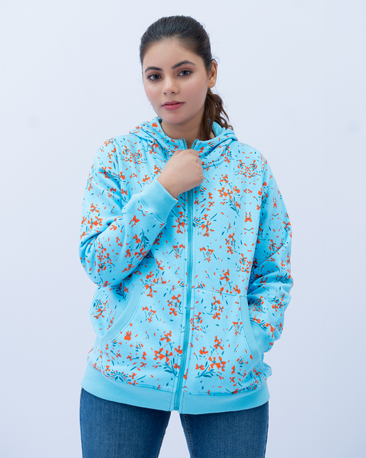 Women Allover Print Zipper Hoodie - T Breeze