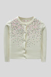 Junior Girls’  R-Neck Wool Cardigan - White