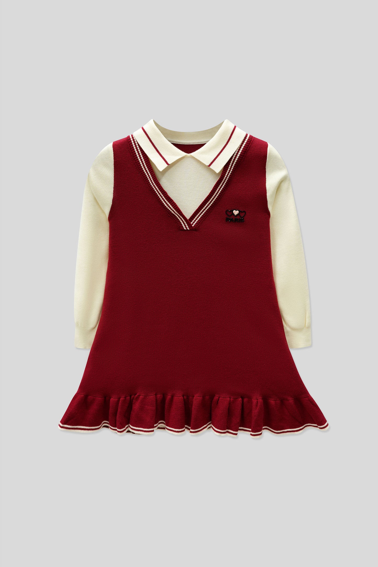 Junior Girls Wool Frock - Red