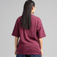 Women Boxy Fit Cotton T-Shirt - Maroon