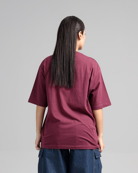Women Boxy Fit Cotton T-Shirt - Maroon