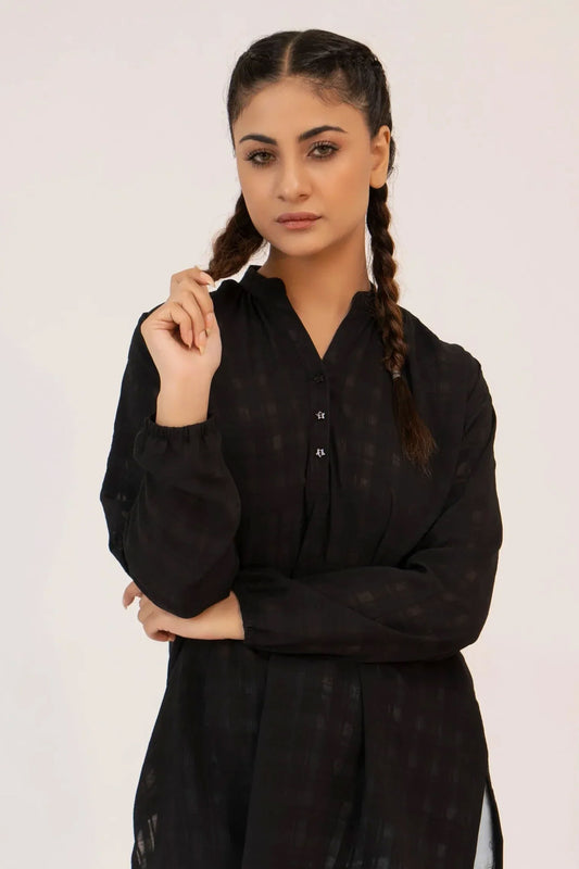 Women Ban Dress Shirt - Black