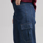 Women Skater Fit Cargo Denim Jeans - Indigo