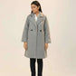 Women Long Wool Coat - Gray - Harwage
