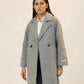 Women Long Wool Coat - Gray - Harwage