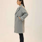Women Long Wool Coat - Gray - Harwage