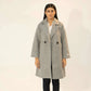 Women Long Wool Coat - Gray - Harwage