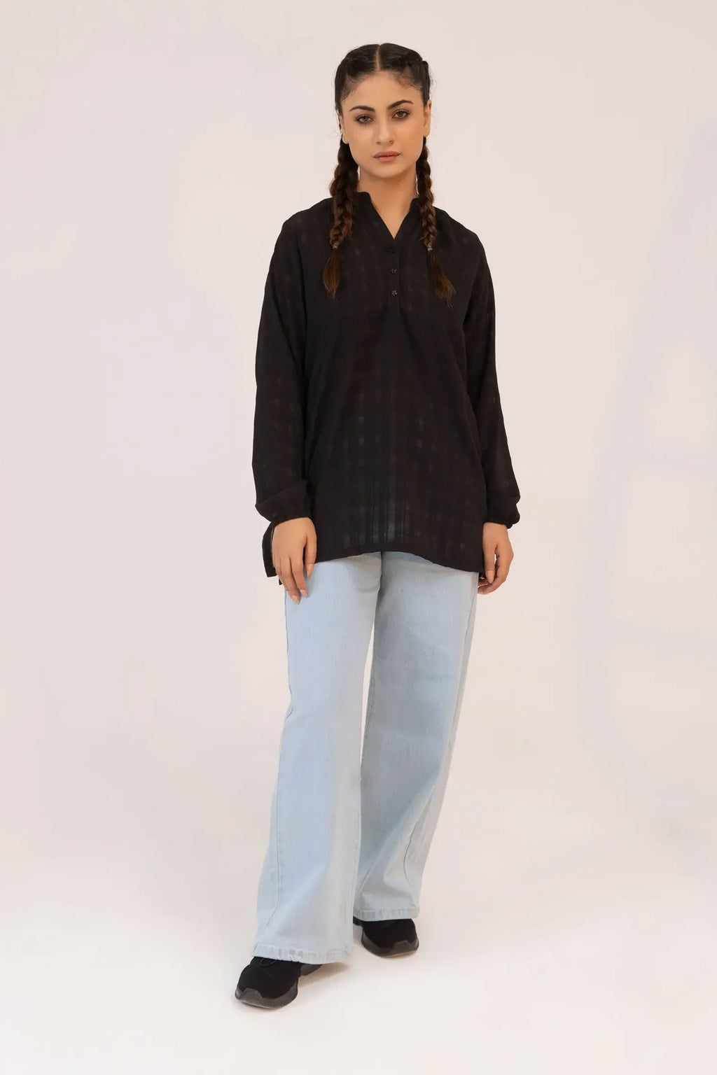 Women Ban Dress Shirt - Black