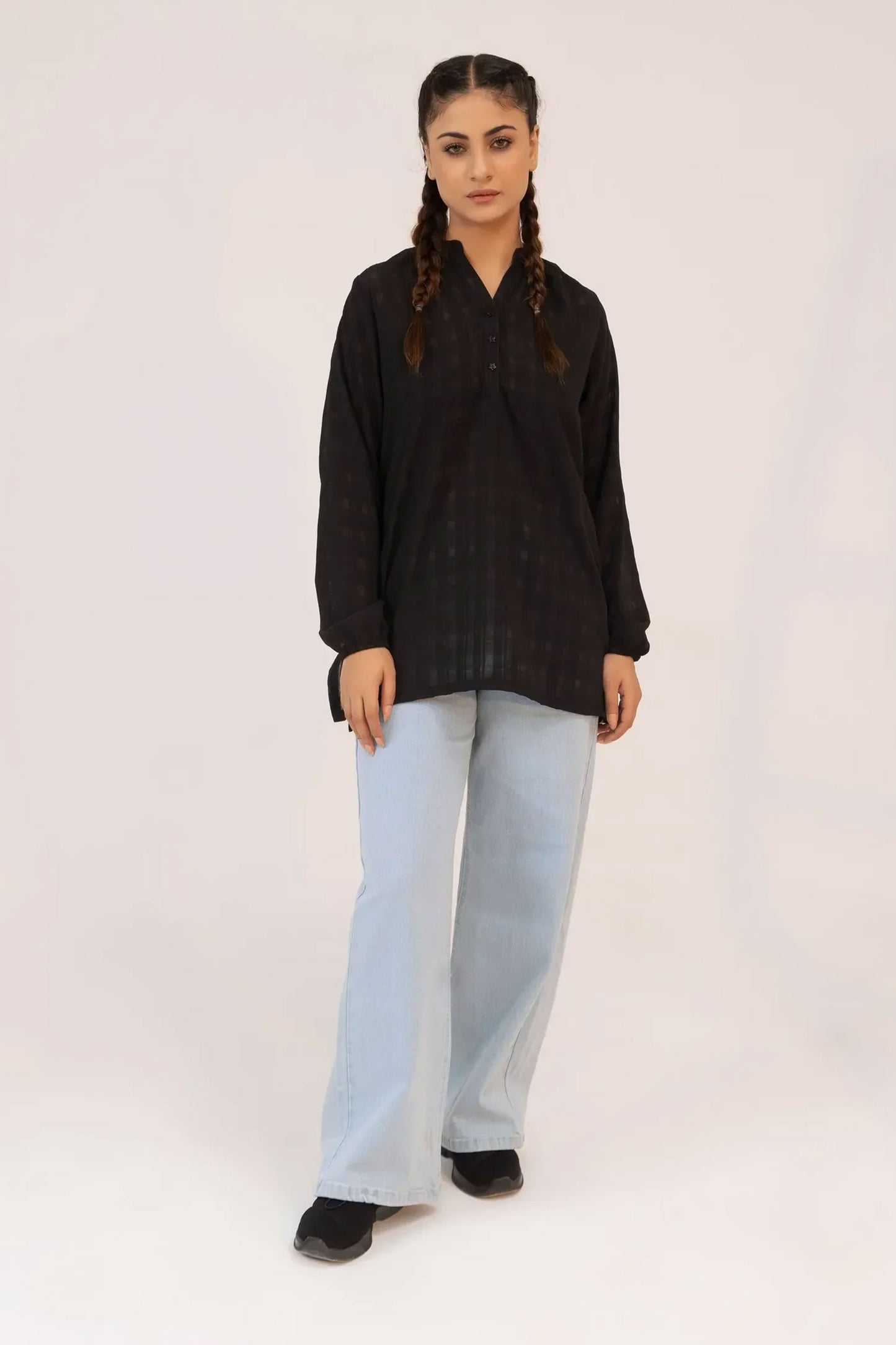 Women Ban Dress Shirt - Black