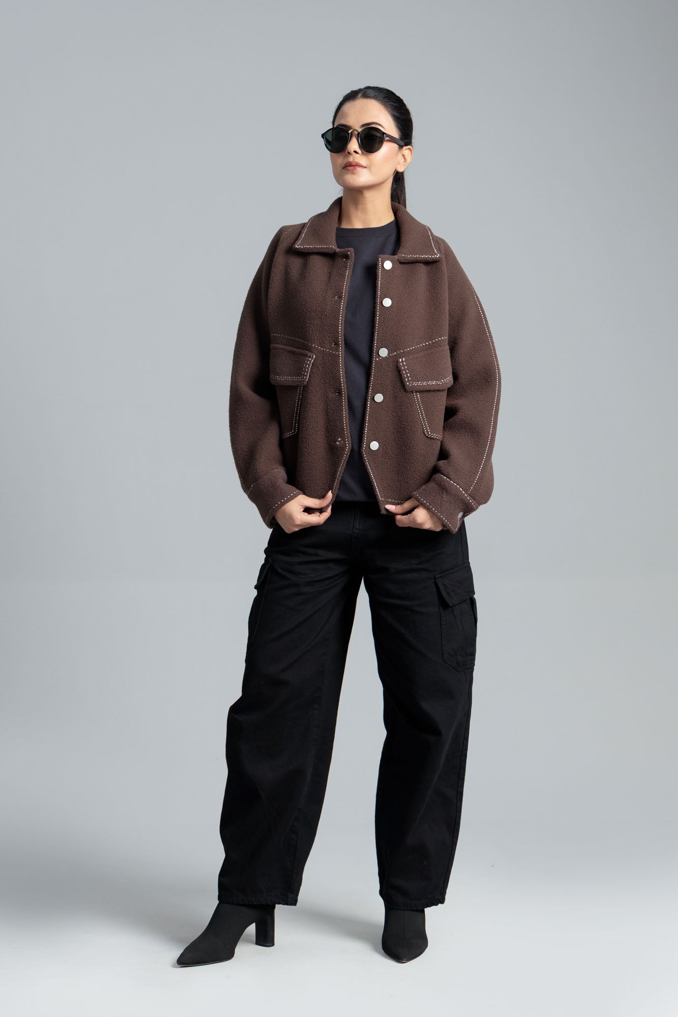 Women’s Oversized Wool Coat - Chocolate Malt