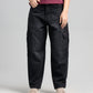 Women Loose Fit Cargo Denim Jeans - Charcoal