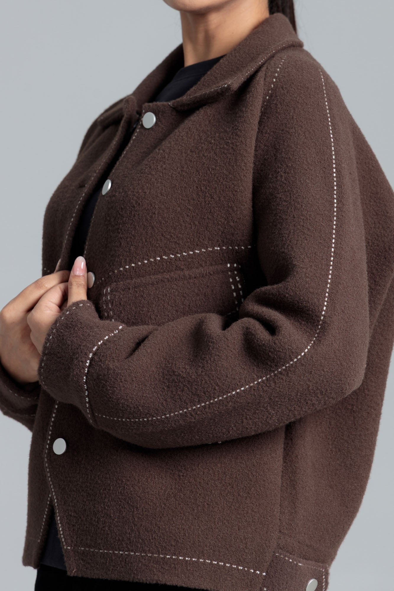 Women’s Oversized Wool Coat - Chocolate Malt