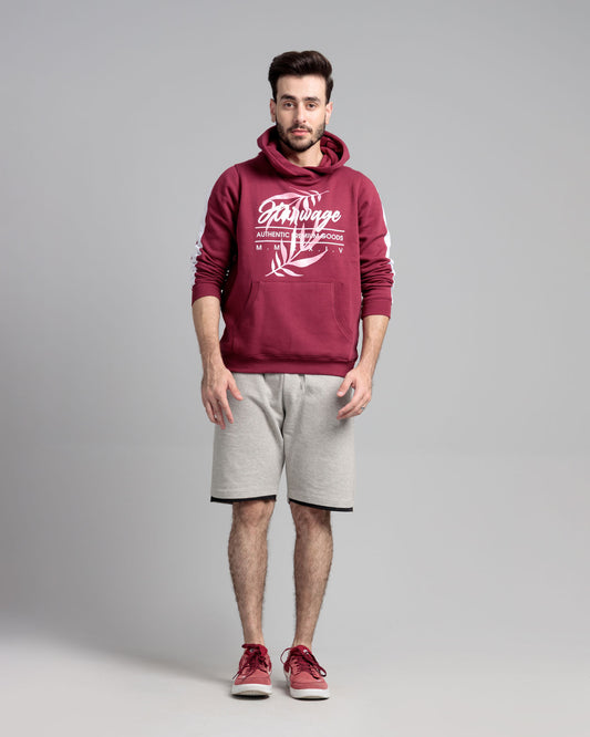 Men Pullover Hoodie with Sleeve Panel - Rhododendron