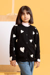 Junior Girls’ R-Neck Wool Cardigan - Black