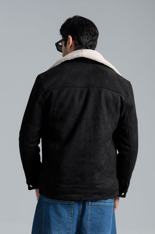 Men’s Soft & Fuzzy Suede Jacket - Black