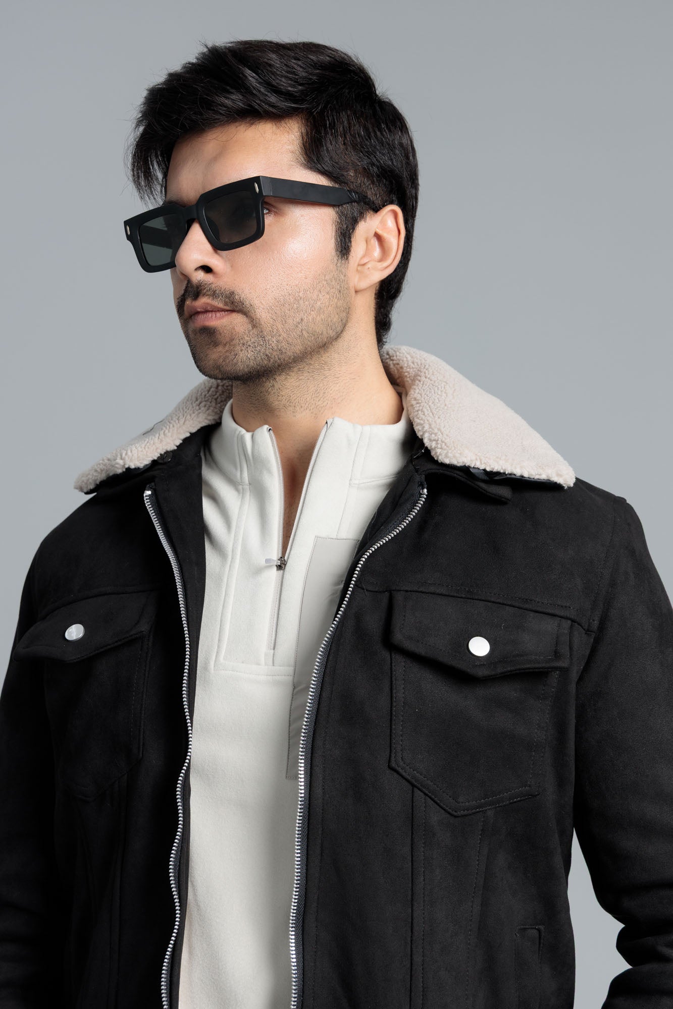 Men’s Soft & Fuzzy Suede Jacket - Black