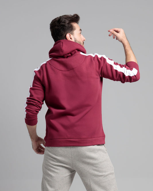Men Pullover Hoodie with Sleeve Panel - Rhododendron