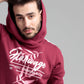 Men Pullover Hoodie with Sleeve Panel - Rhododendron