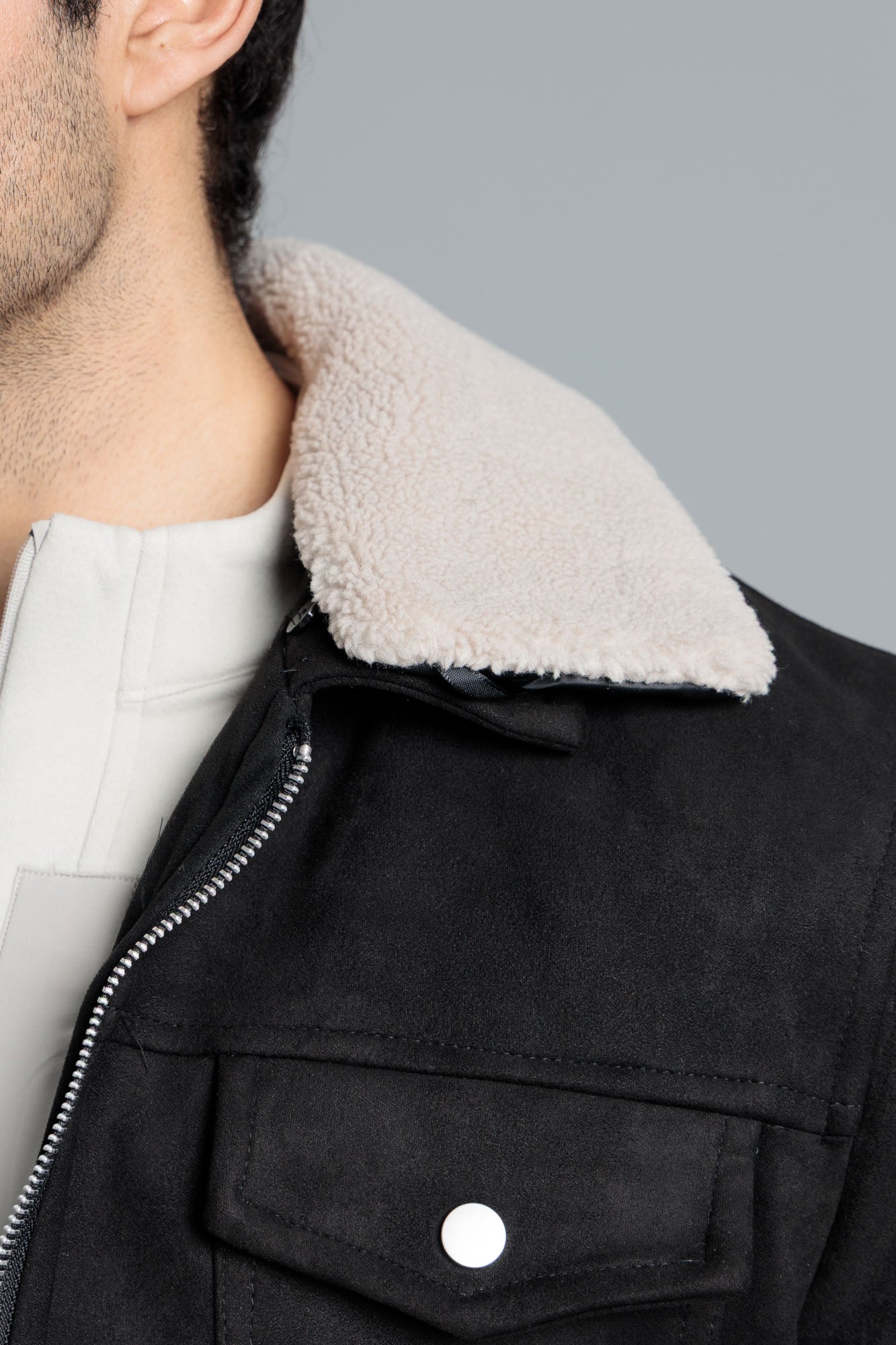 Men’s Soft & Fuzzy Suede Jacket - Black