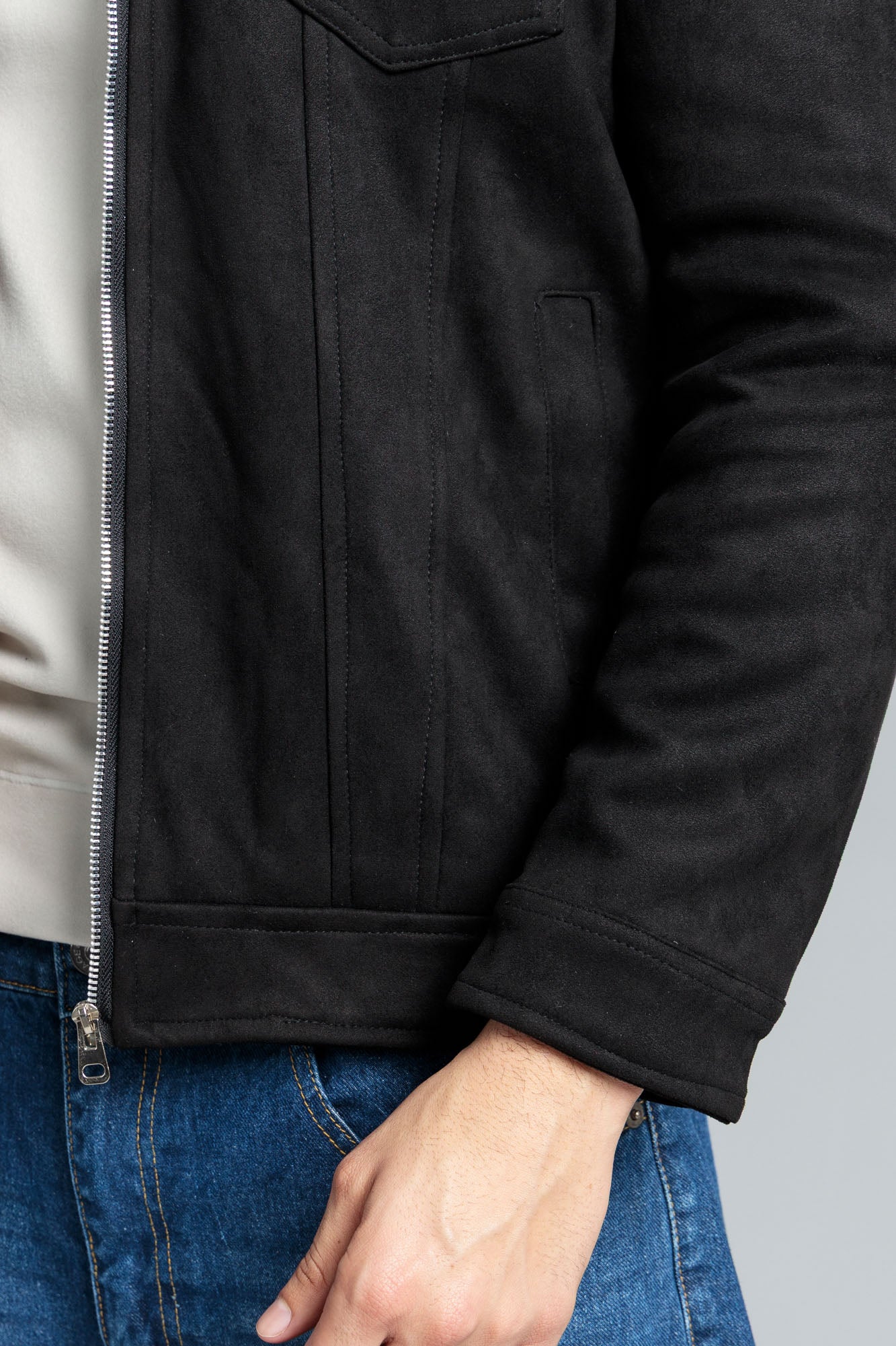 Men’s Soft & Fuzzy Suede Jacket - Black