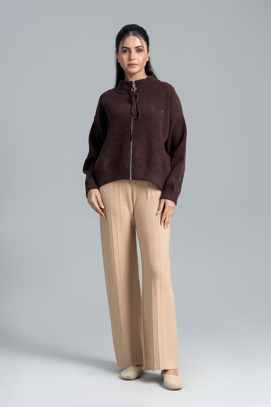 Women’s Wool Cardigan - Dark Brown