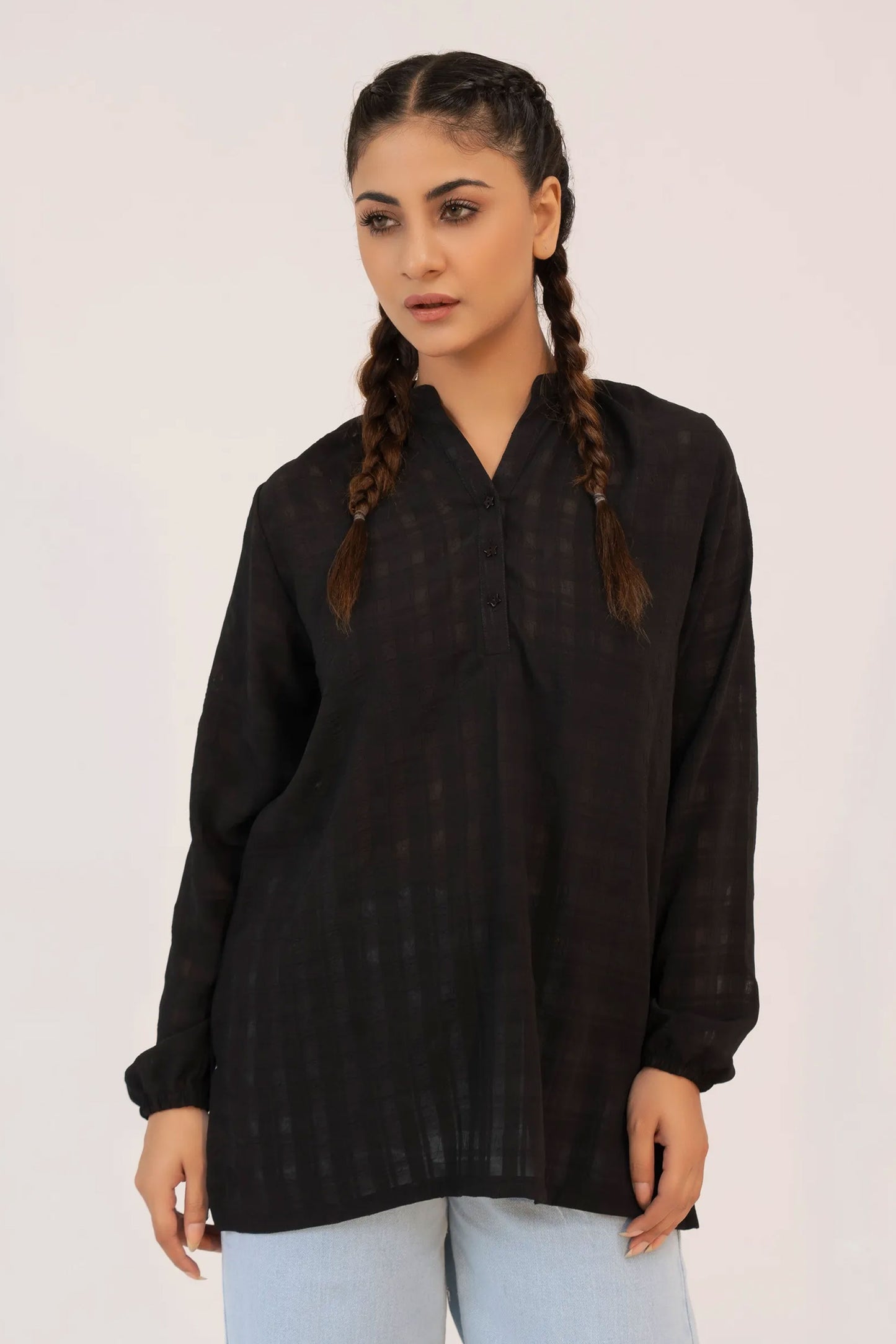 Women Ban Dress Shirt - Black