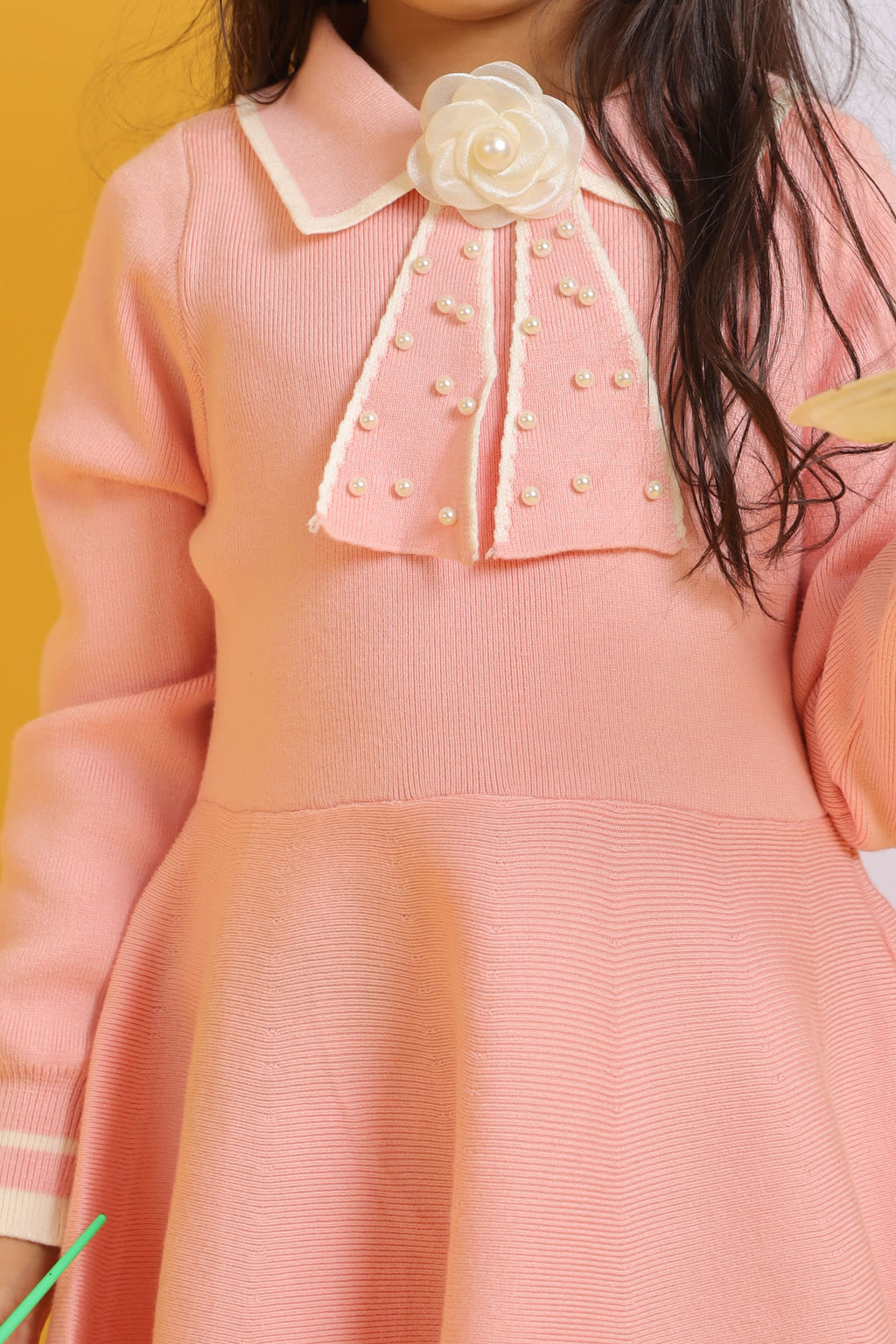 Little Girls’ Wool Frock - Tea Pink