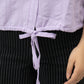Women Drawstring Hem Poplin Super Cropped Shirt - Purple
