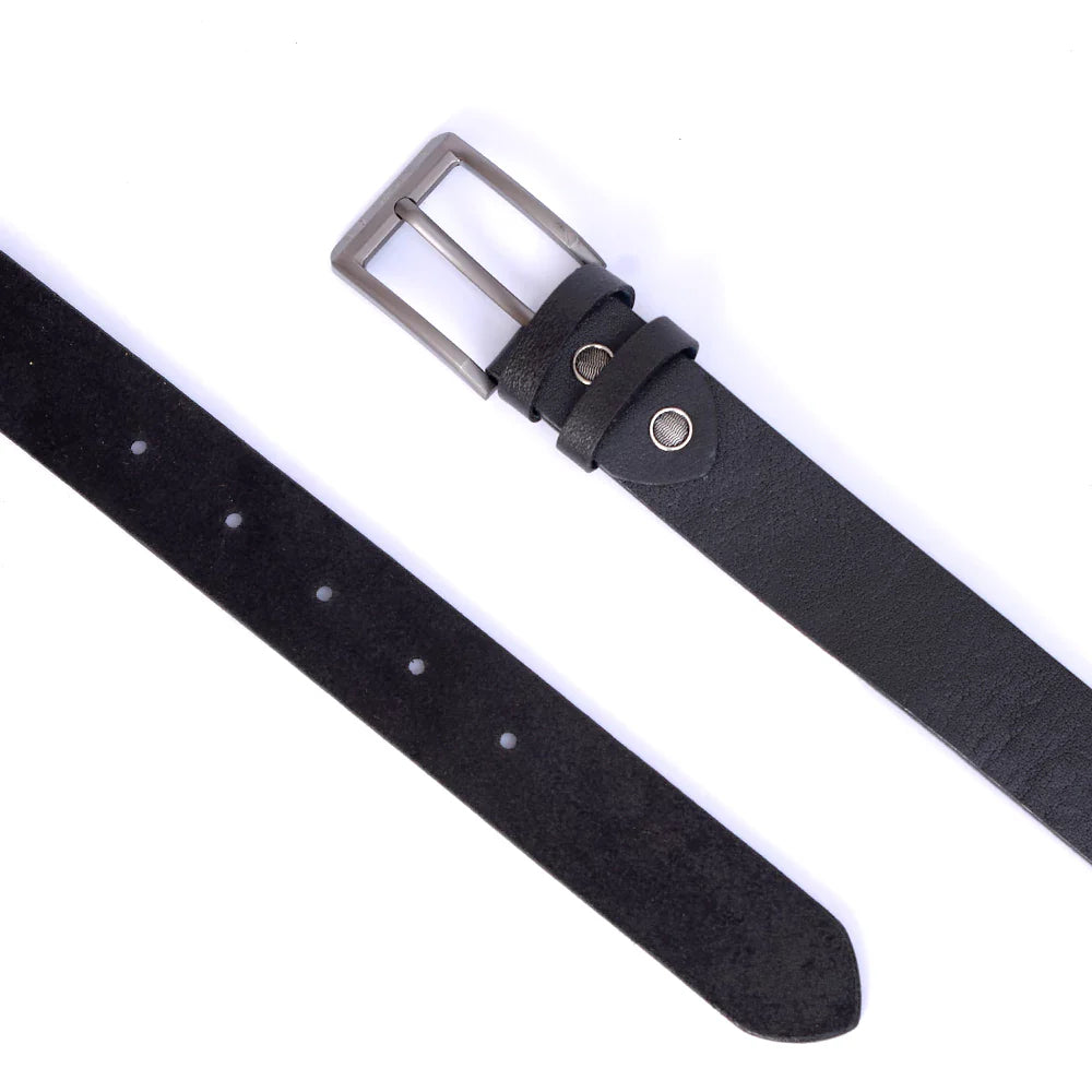 Men Basic Buckle Belt - Black - Harwage