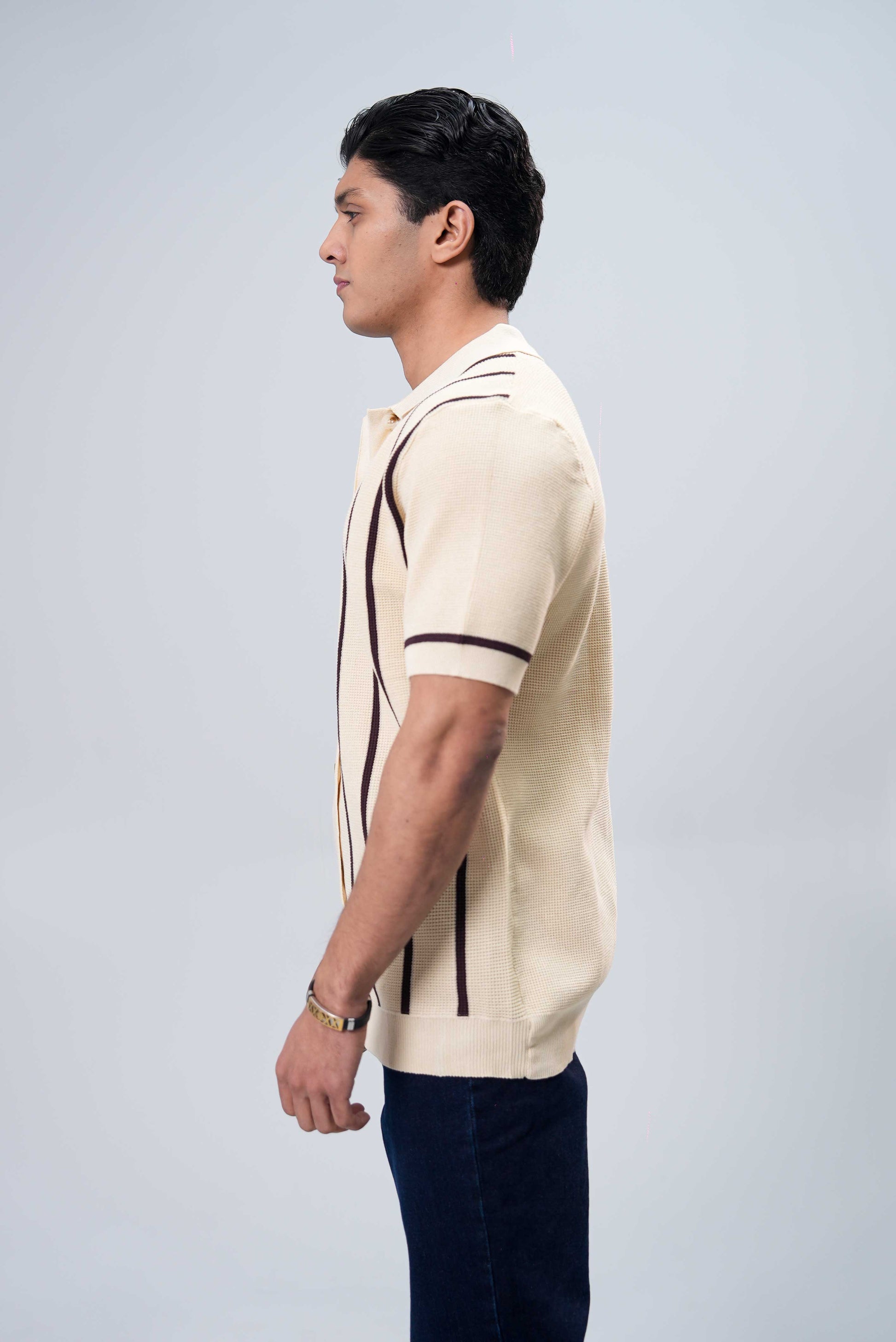 Men’s Button Down Polo Shirt - Beige