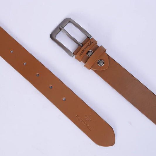 Men Faux Leather Belt - Burnt Sienna Mustard - Harwage
