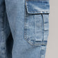 Men Skater Fit Cargo Denim Jeans - Ice Blue